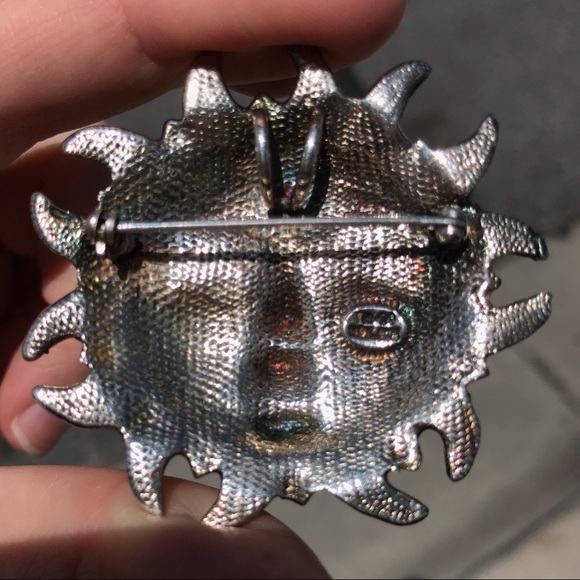SOLD Sterling Silver Celestial Sun Brooch/Pendant - Picture 6 of 7